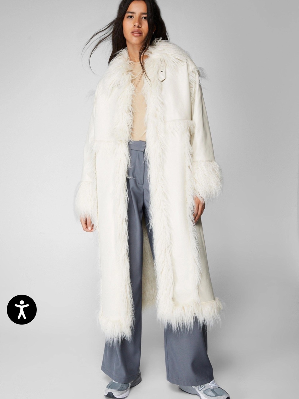 NWT NastyGal Faux Leather Fur Longline Coat